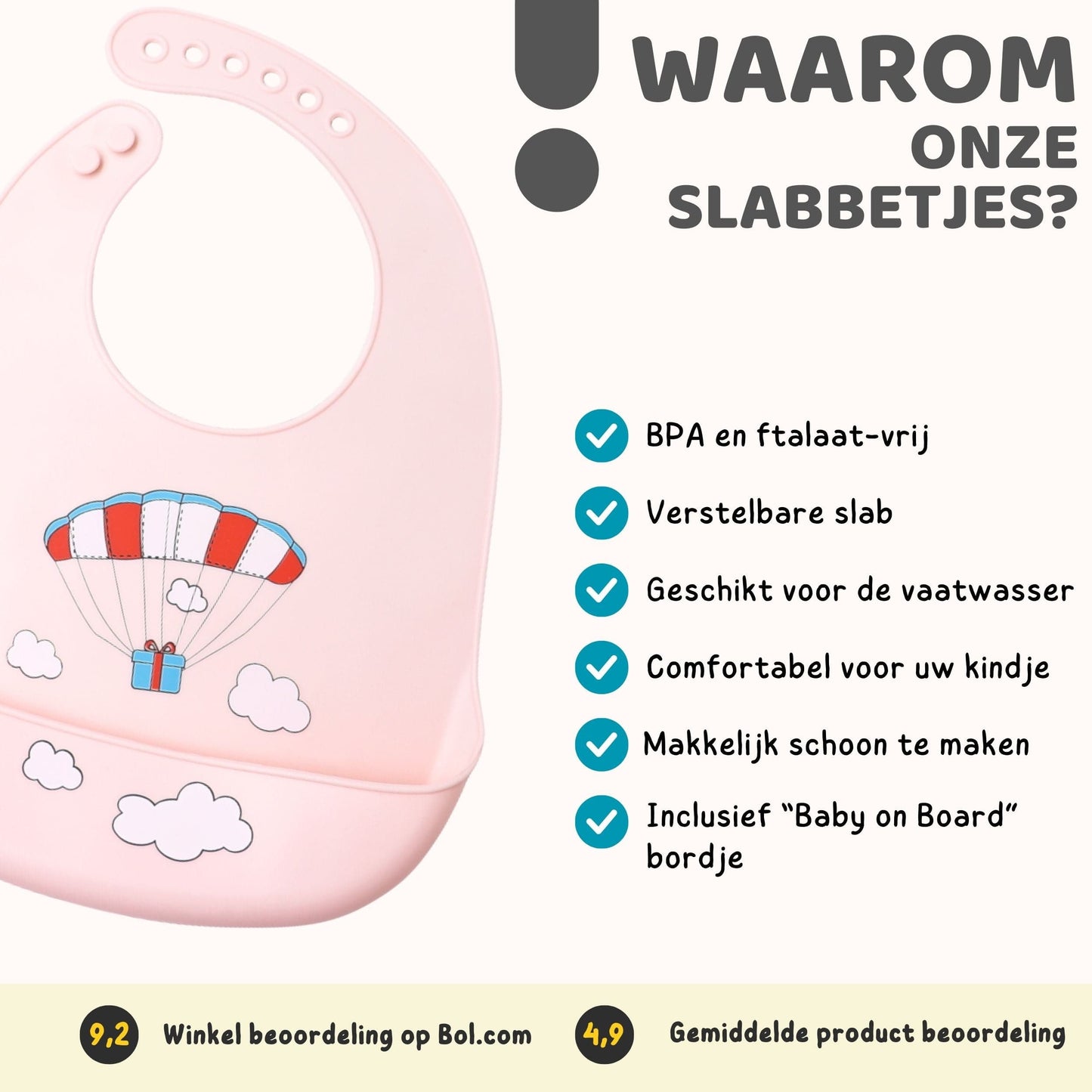 Silicone Bib with Print - 2 pieces - Roze and Yellow