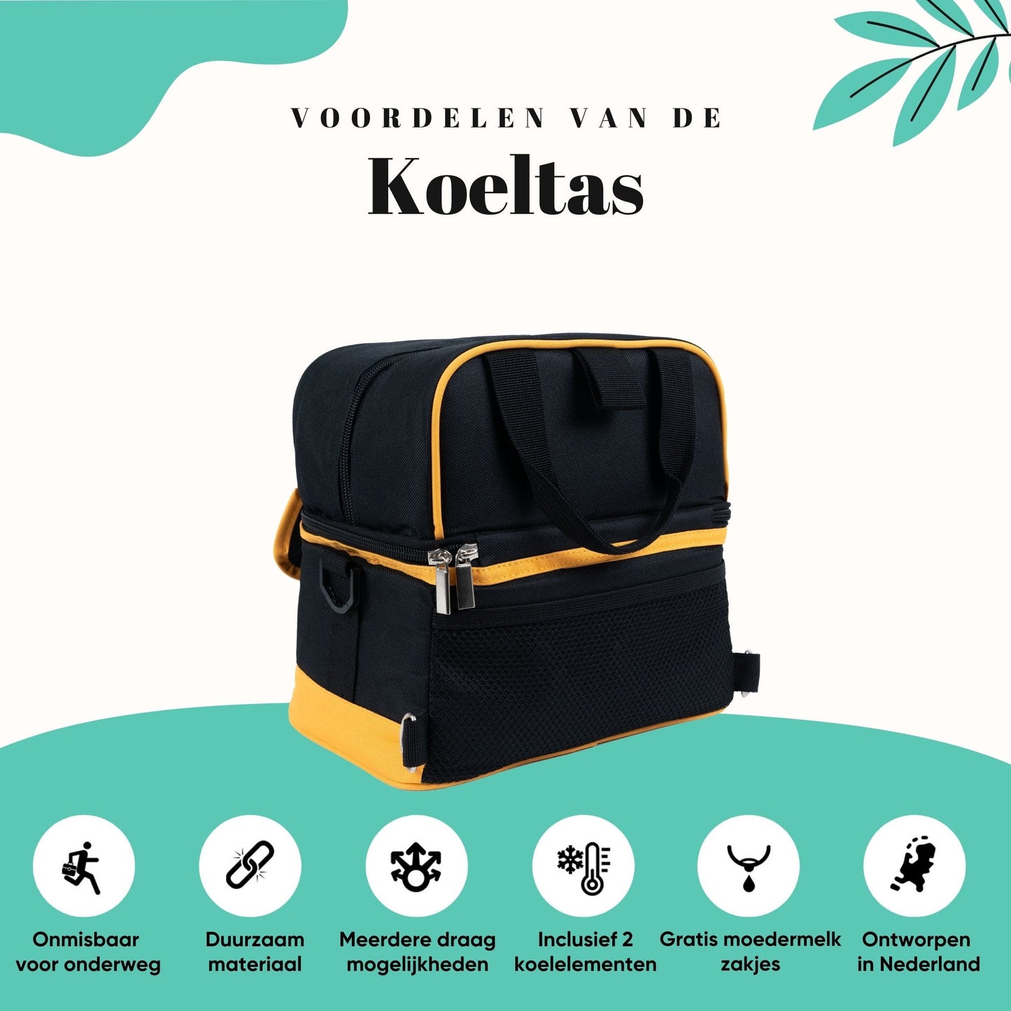 Koeltas Moedermelk met 2 Koelelementen - Luiertas - Kolftas