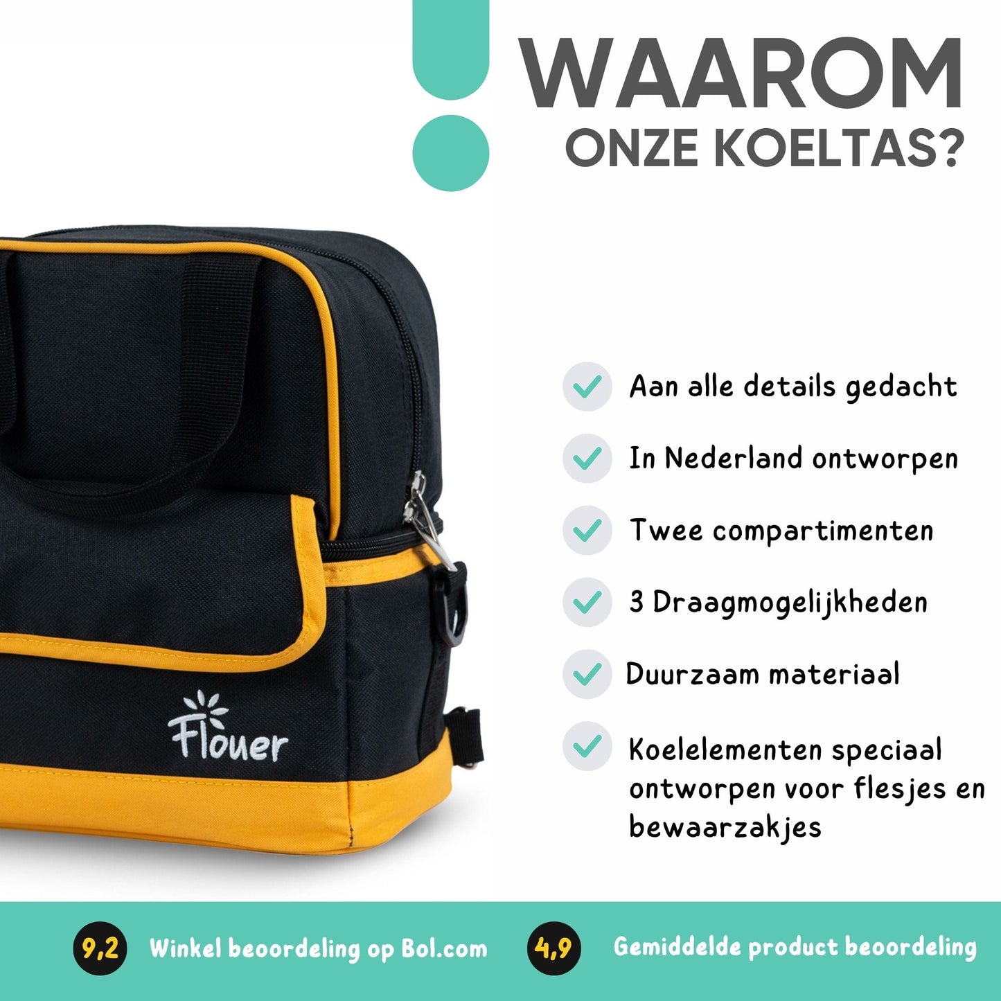 Koeltas Moedermelk met 2 Koelelementen - Luiertas - Kolftas