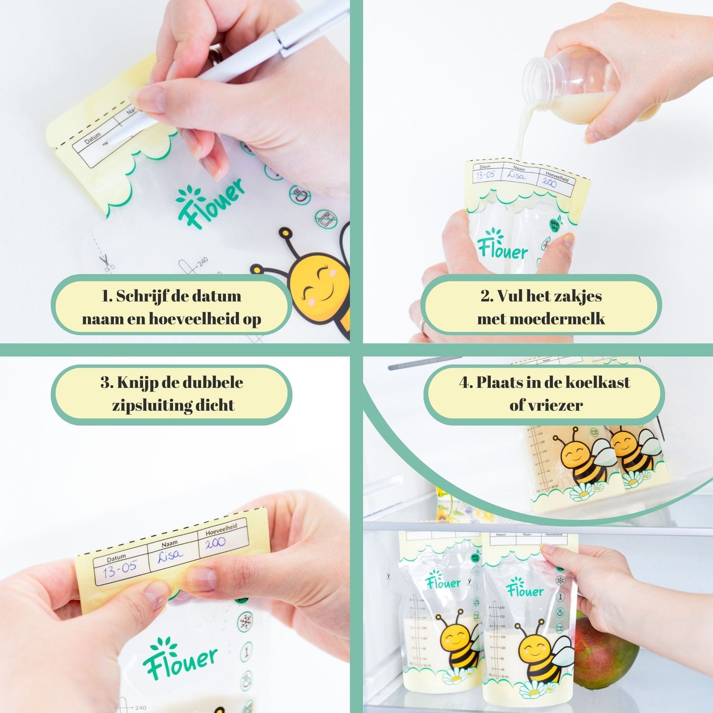 Breast Milk Storage Bags - Breastfeeding Pouches - 100 Pieces