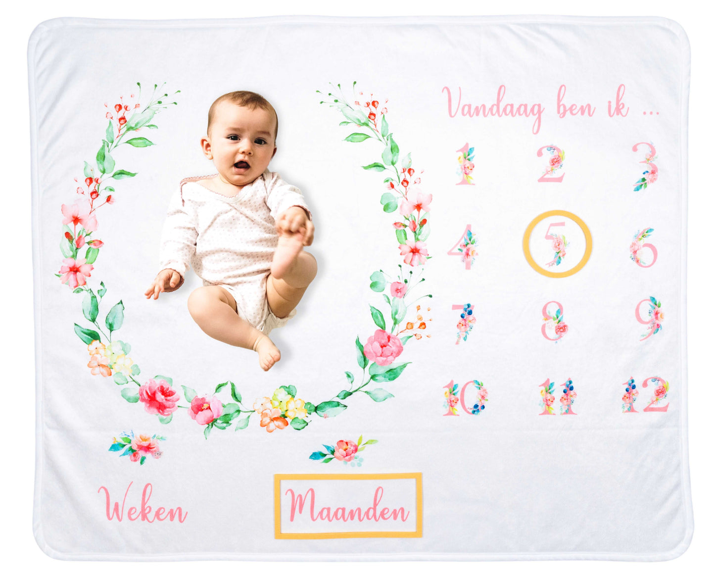 Flower Milestone Blanket - Baby Milestone Blanket - Baby Shower Gift - Girl