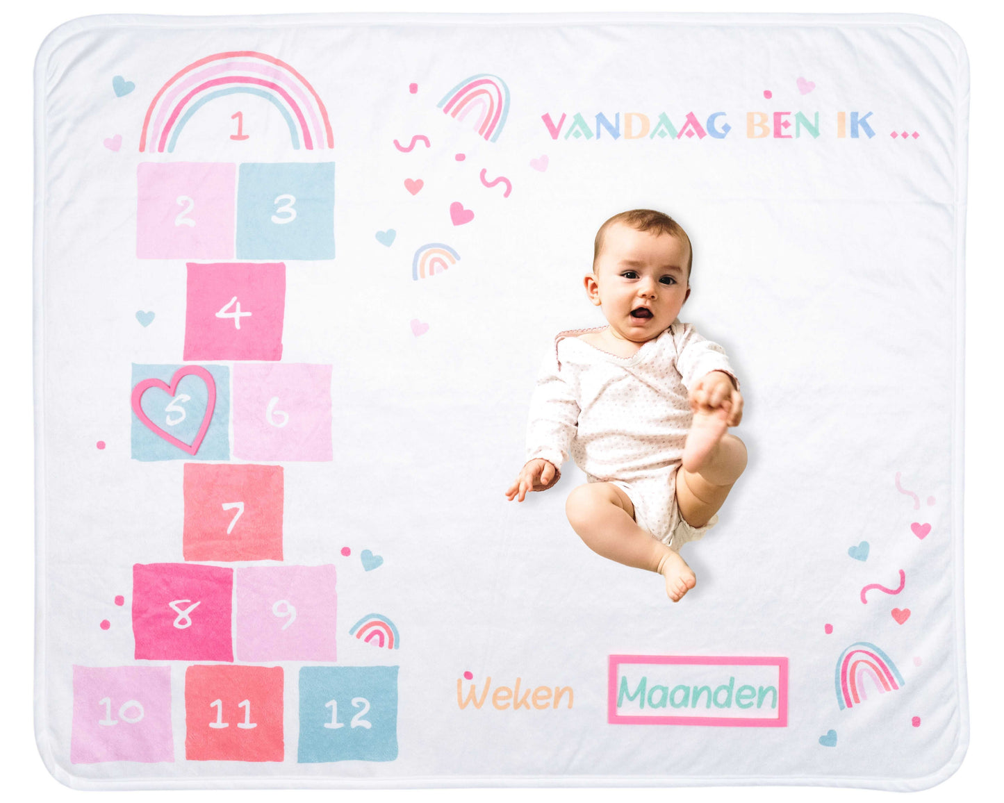 Hopscotch Milestone Blanket - Baby Milestone Blanket - Baby Shower Gift - Girl