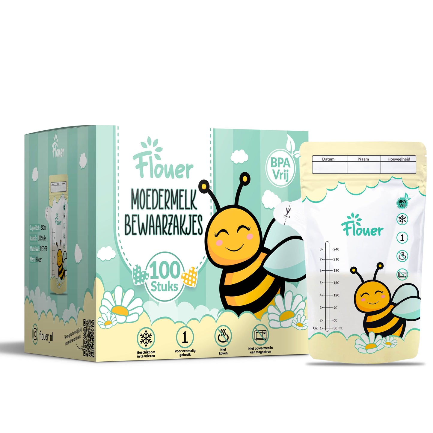 Breast Milk Storage Bags - Breastfeeding Pouches - 100 Pieces