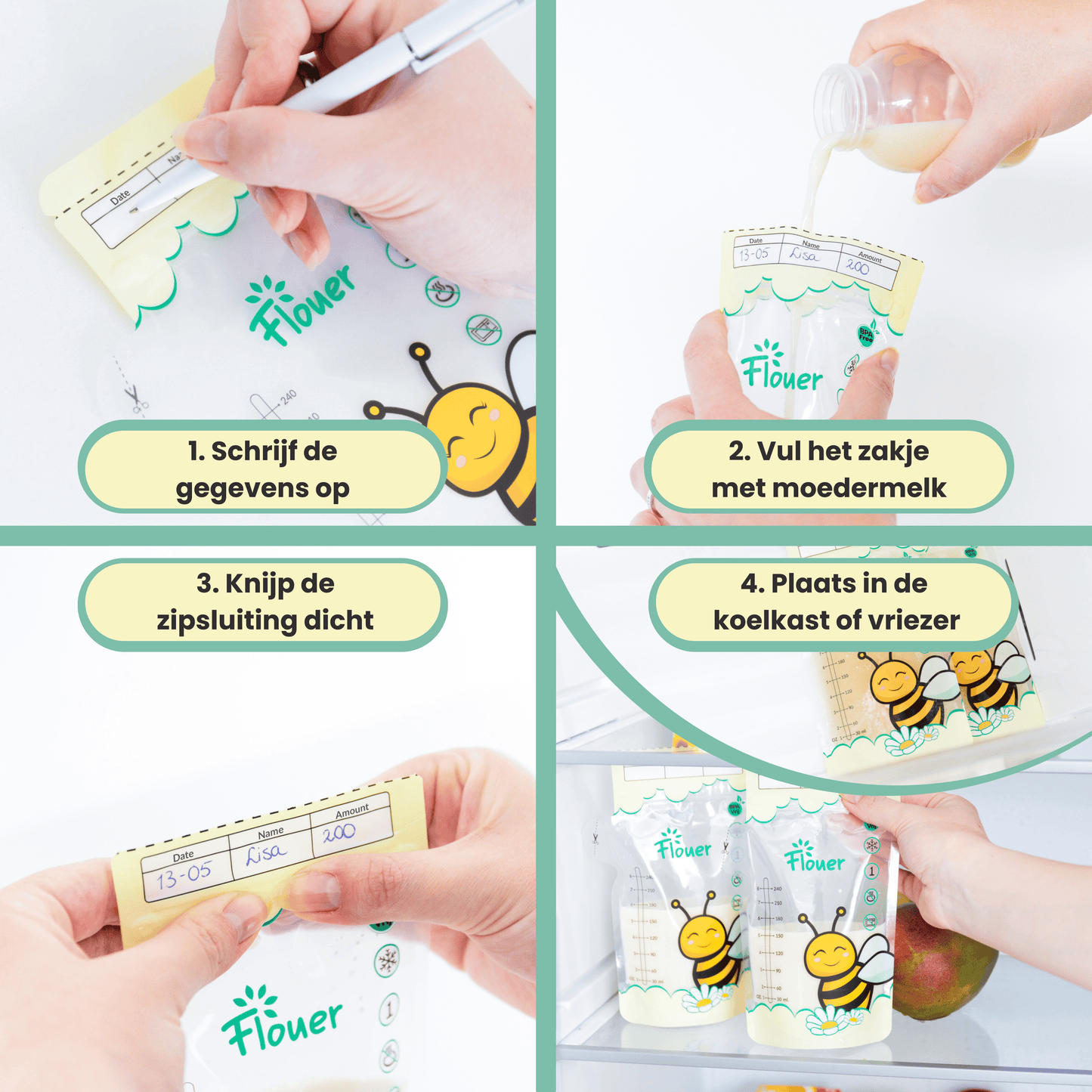 Breast Milk Storage Bags - Breastfeeding Pouches - 100 Pieces