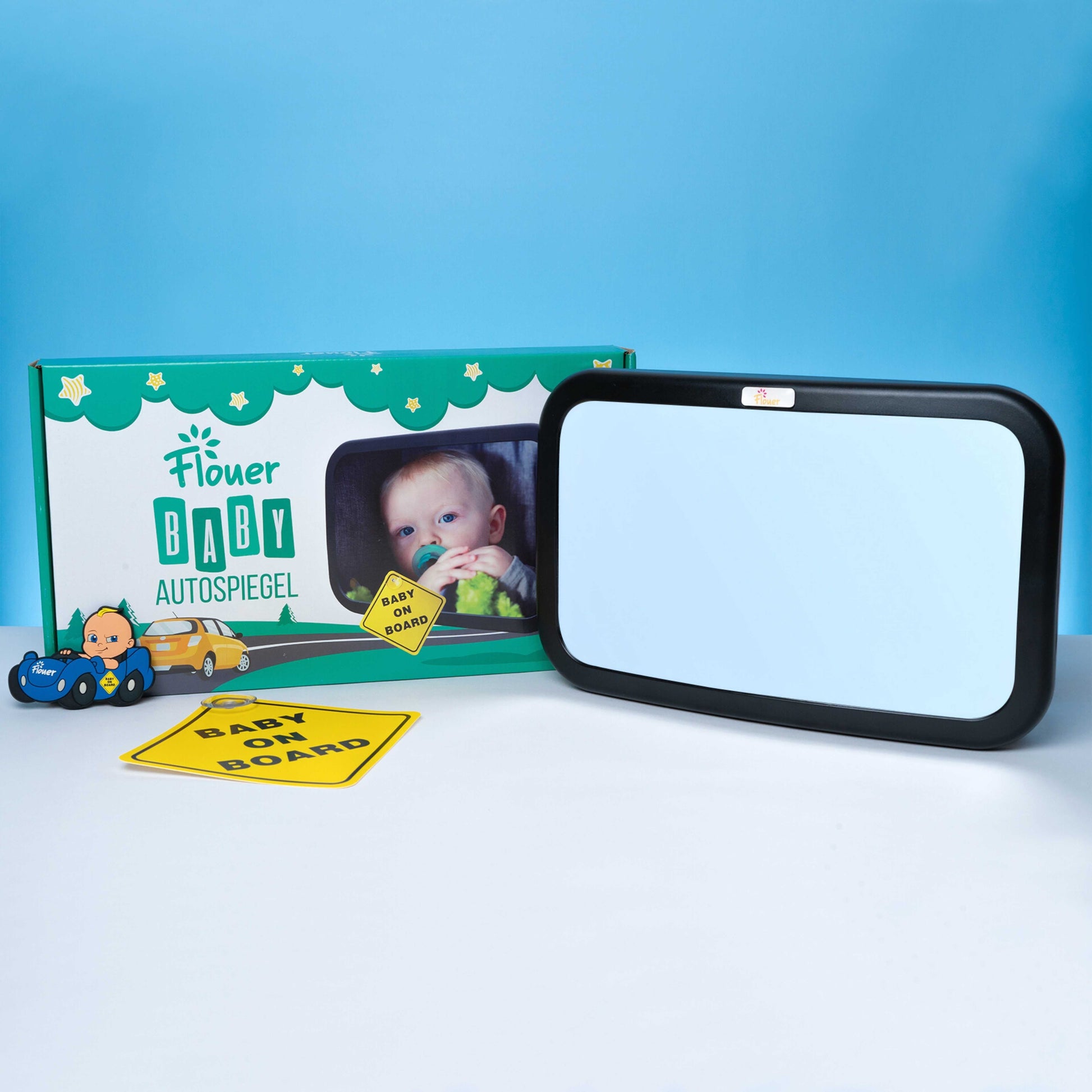 FreeOn autospiegel baby - verstelbare achterbank spiegel voor Baby & Kind -  met LED verlichting
